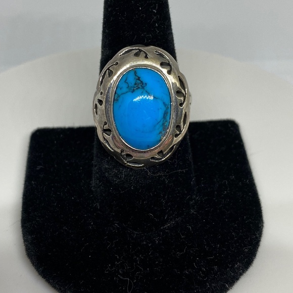 Vintage Taxco Turquoise Sterling Ring - Picture 1 of 5